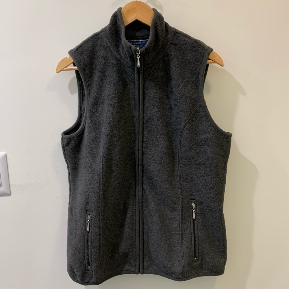 Karen Scott Gray Fleece Zip-up Vest